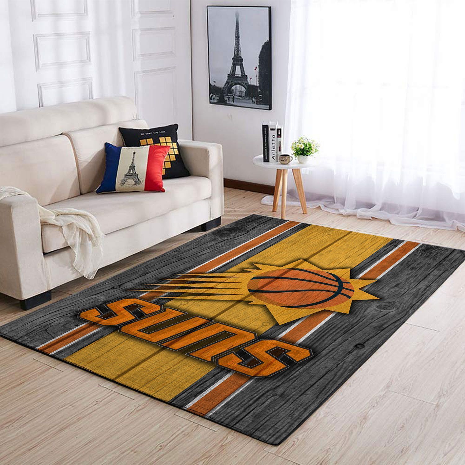 Phoenix Suns Nba Team Logo Wooden Style Nice Gift Home Decor Rectangle Area Rug - Indoor Outdoor Rugs