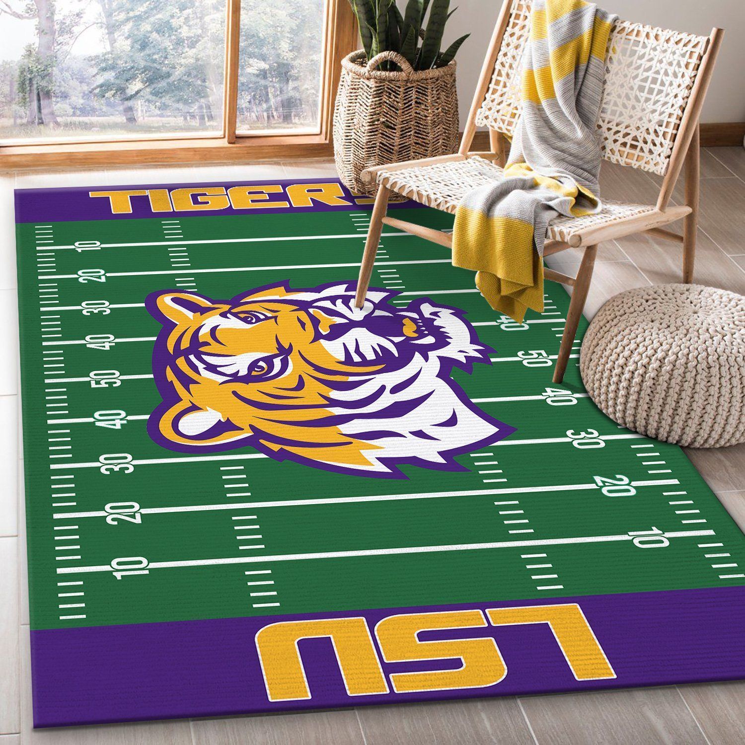 Nfl Sport Team Lsu Tigers Home Field Area Rug Home Decor - Indoor Outdoor Rugs