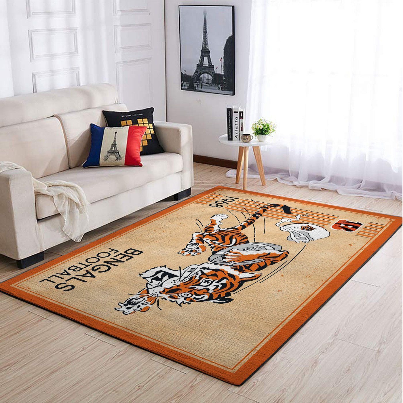 Cincinnati Bengals Nfl Team Logo Retro Style Nice Gift Home Decor Rectangle Area Rug - Indoor Outdoor Rugs