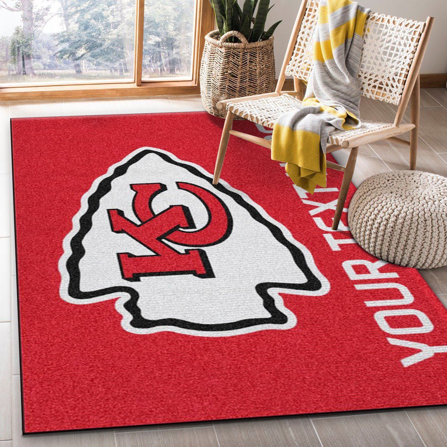 Customizable Kansas City Chiefs Personalized Accent Rug NFL Area Rug For Christmas, Living Room Rug, Home Decor Floor Decor - Indoor Outdoor Rugs