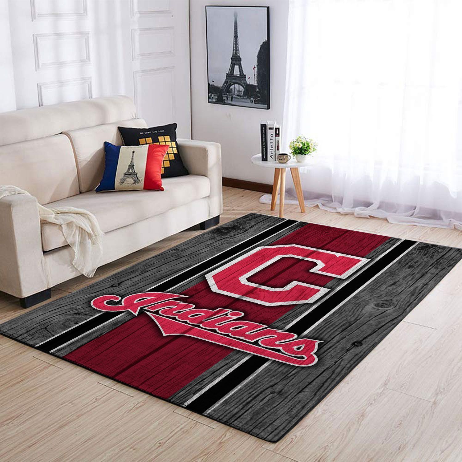 Cleveland Indians Mlb Team Logo Wooden Style Style Nice Gift Home Decor Rectangle Area Rug - Indoor Outdoor Rugs