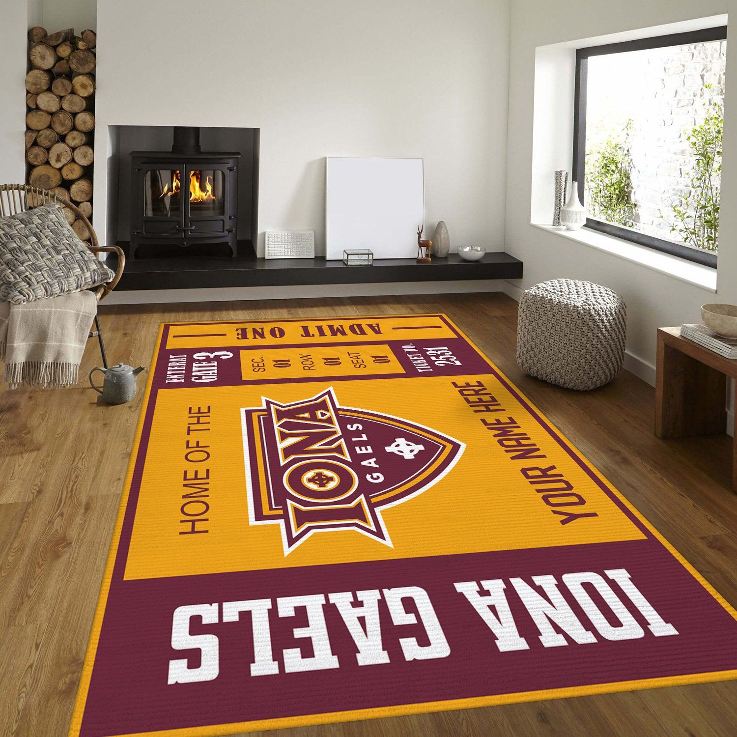 Iona Gaels Ncaa Customizable Rug, Living Room Rug - Home US Decor - Indoor Outdoor Rugs