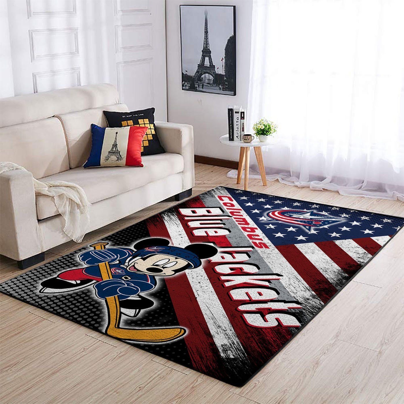 Columbus Blue Jackets Nhl Team Logo Mickey Us Style Nice Gift Home Decor Rectangle Area Rug - Indoor Outdoor Rugs