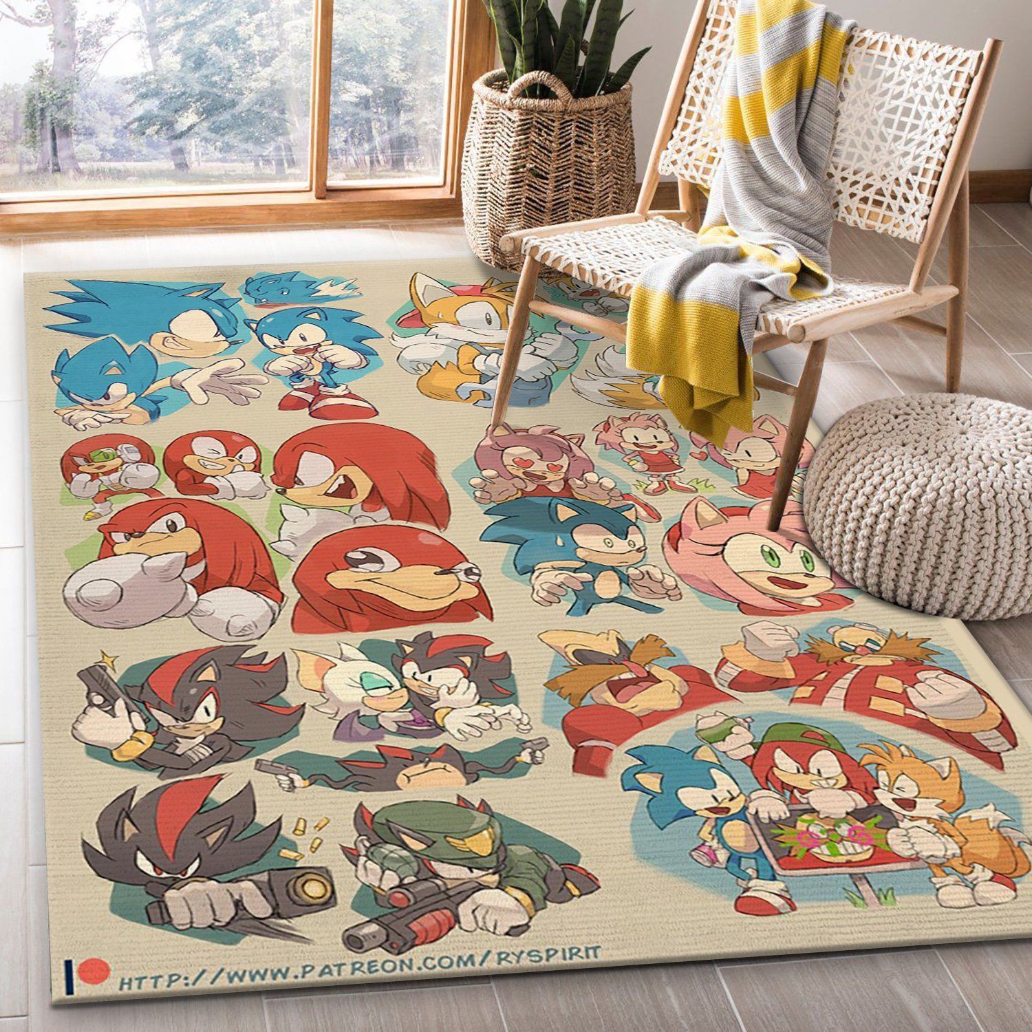 Sonic Week Sketches On Patreon Area Rug Carpet, Living room and bedroom Rug, Christmas Gift US Decor - Indoor Outdoor Rugs