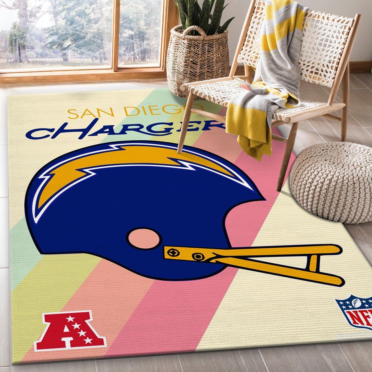 San Diego Chargers Retro Nfl Football Team Area Rug For Gift Bedroom Rug Home Decor Floor Decor - Indoor Outdoor Rugs