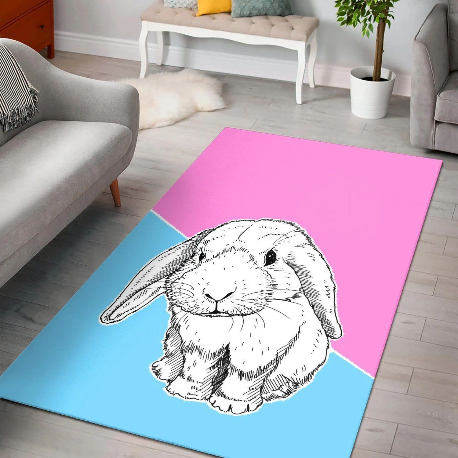 Bunny Rabbit  Carpet Living Room,  Room Rugs, Floor Decor Home Decor - Indoor Outdoor Rugs