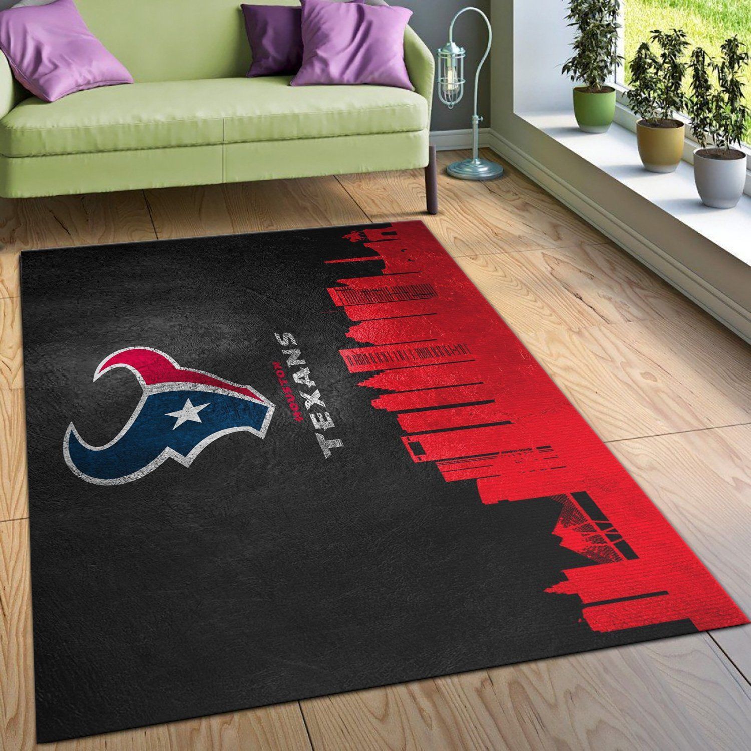 Houston Texans Skyline NFL Area Rug, Living Room Rug, Family Gift US Decor - Indoor Outdoor Rugs