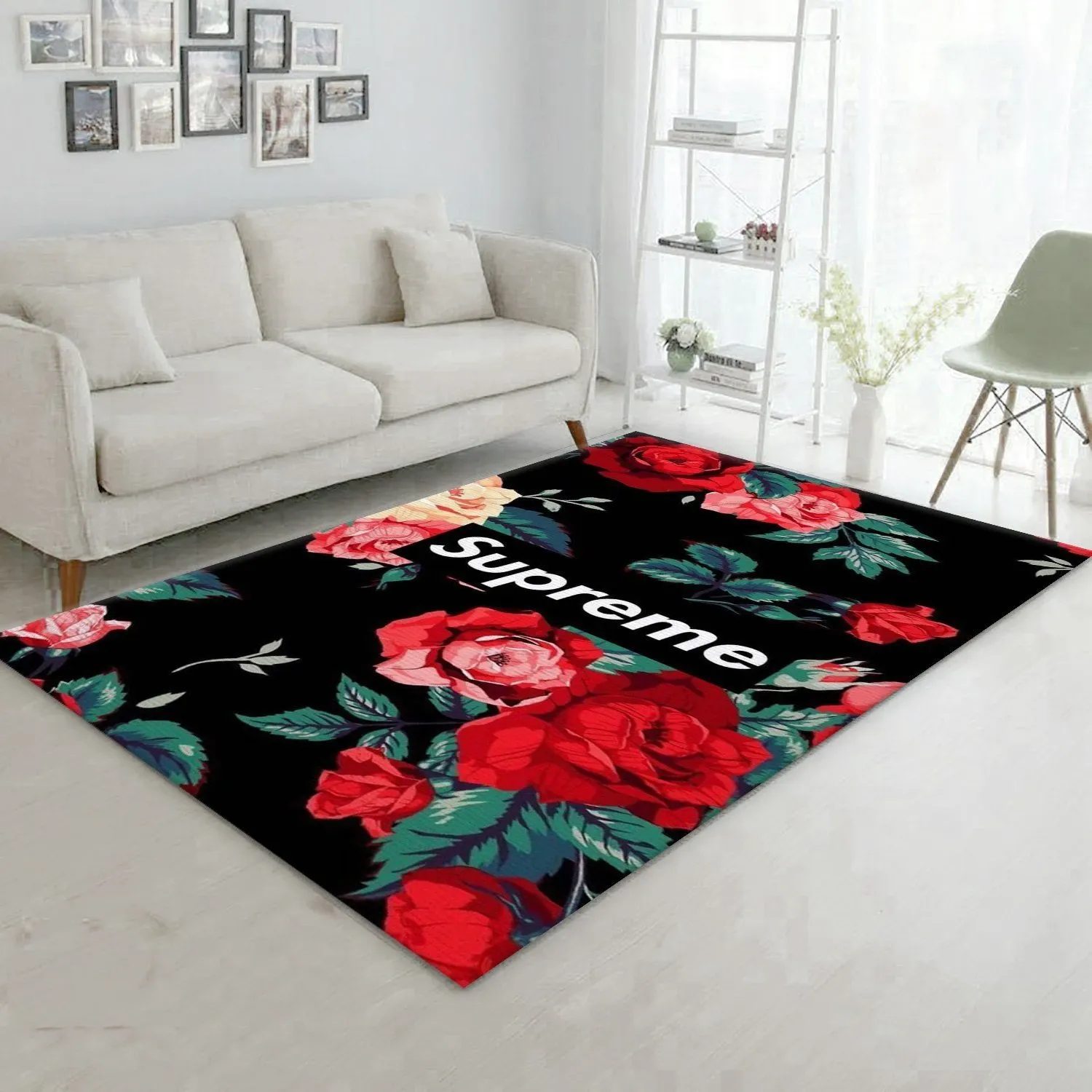 Gucci Ft Supreme Area Rug For Christmas Bedroom Rug Family Gift US Decor - Indoor Outdoor Rugs