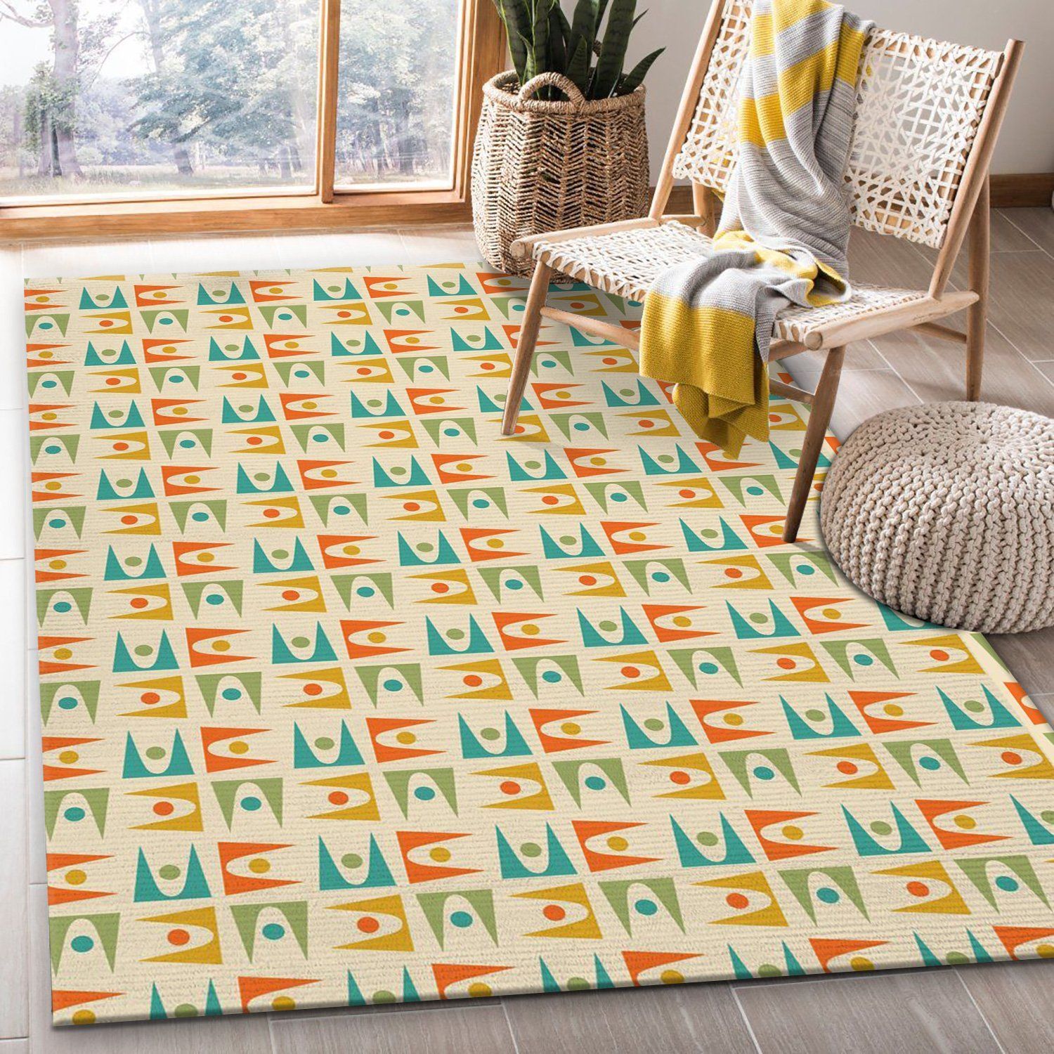 Midcentury Pattern 86 Area Rug Carpet, Kitchen Rug, Home US Decor - Indoor Outdoor Rugs
