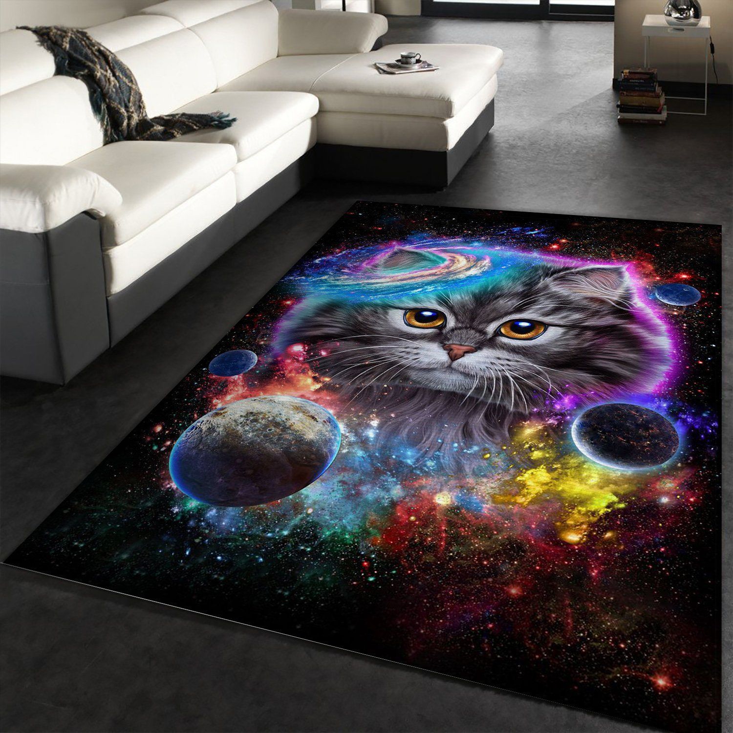 Cat In Galaxy Space Cosmos Area Rug Living Room Rug US Gift Decor - Indoor Outdoor Rugs