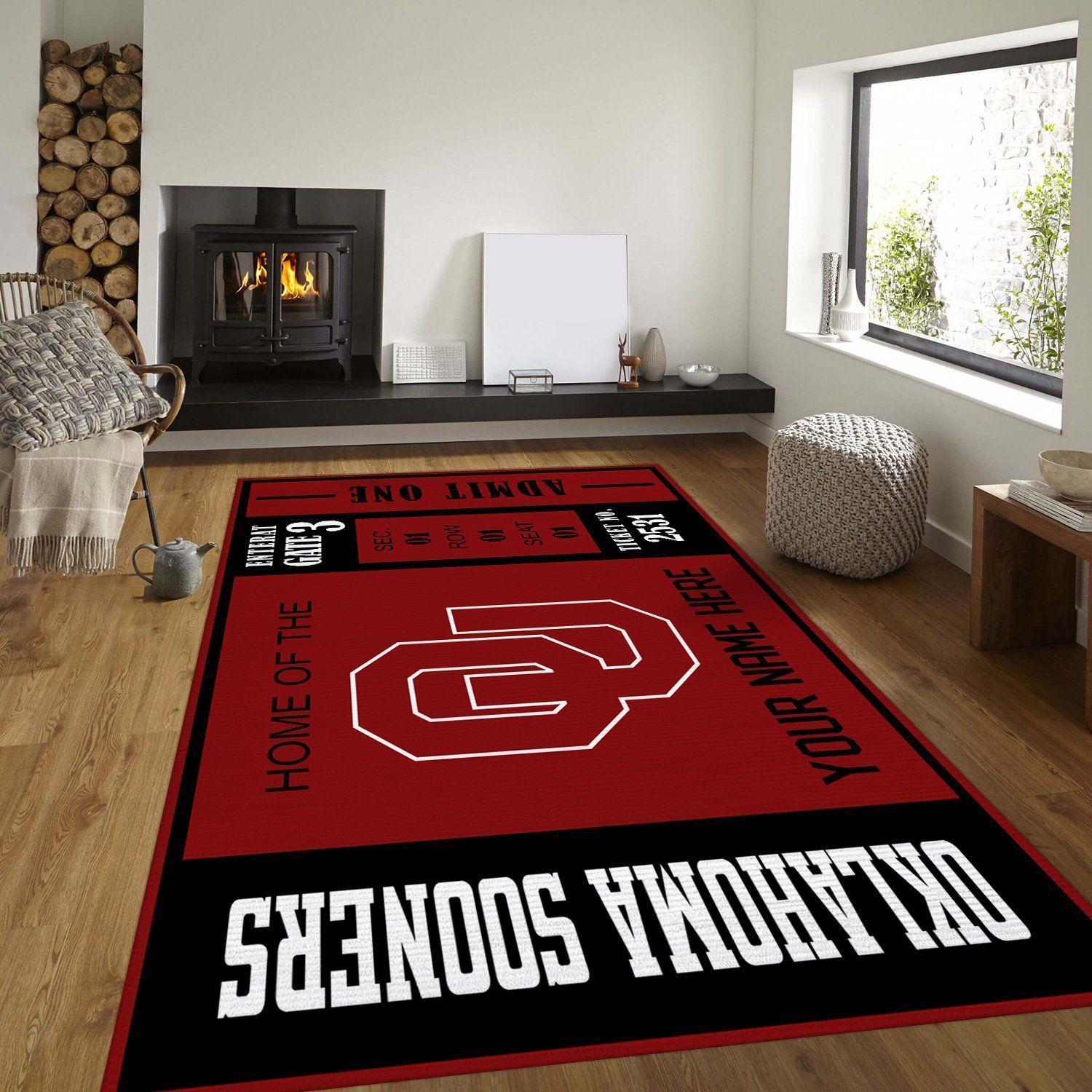 Oklahoma Sooners Ncaa Customizable Rug, Living Room Rug - Home Decor Floor Decor - Indoor Outdoor Rugs