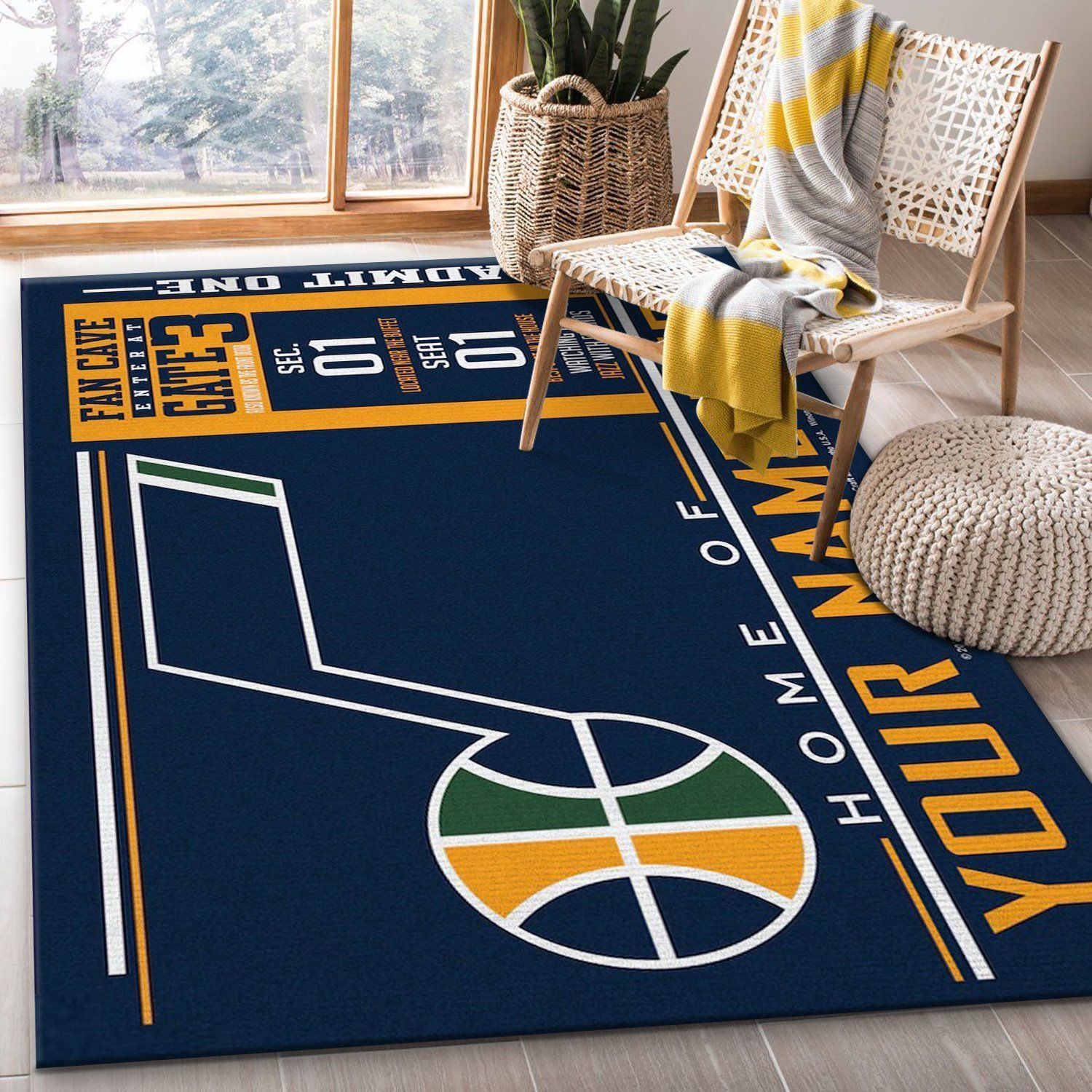 Customizable Utah Jazz Wincraft Personalized NBA Area Rug For Christmas Living Room Rug Home US Decor - Indoor Outdoor Rugs