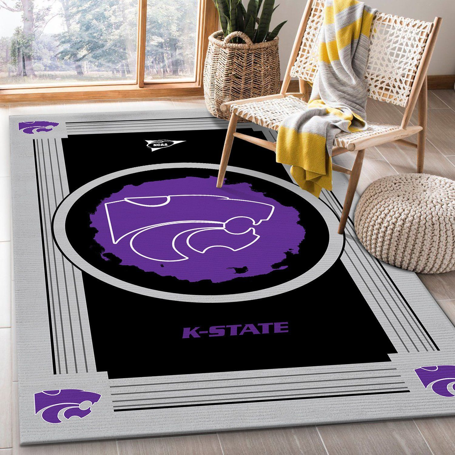 Kansas State Wildcats NCAA Team Logo Nice Gift Home Decor Rectangle Area Rug RER H6U8 - Indoor Outdoor Rugs