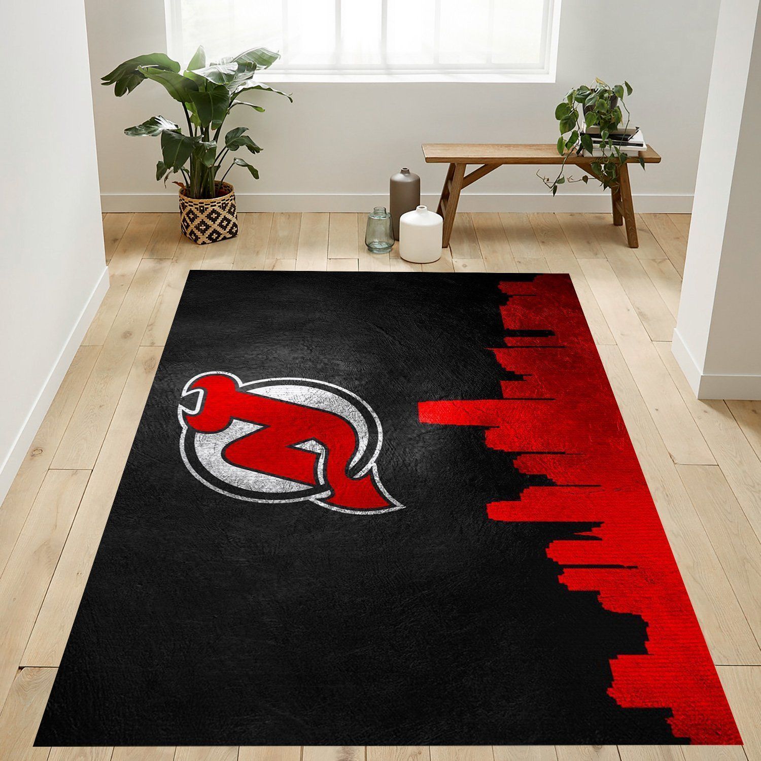 New Jersey Devils Skyline Nfl Logo Area Rug For Gift Living Room Rug Home Decor Floor Decor - Indoor Outdoor Rugs