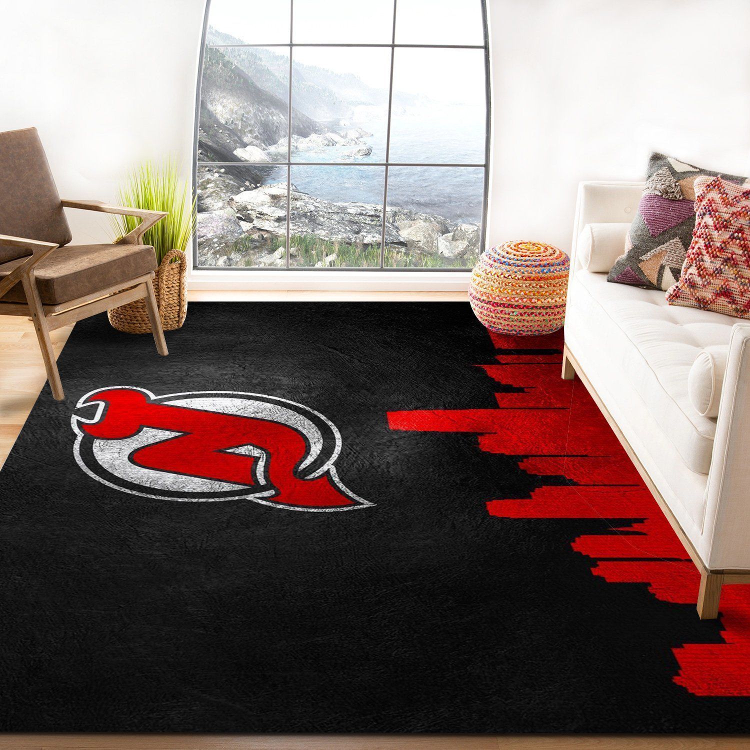 New Jersey Devils Skyline Nfl Logo Area Rug For Gift Living Room Rug Home Decor Floor Decor - Indoor Outdoor Rugs