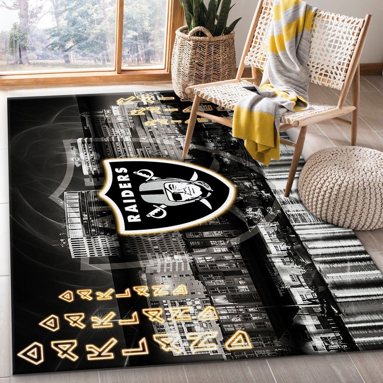 Oakland Raiders Nfl Area Rug Living Room Rug US Gift Decor - Indoor Outdoor Rugs