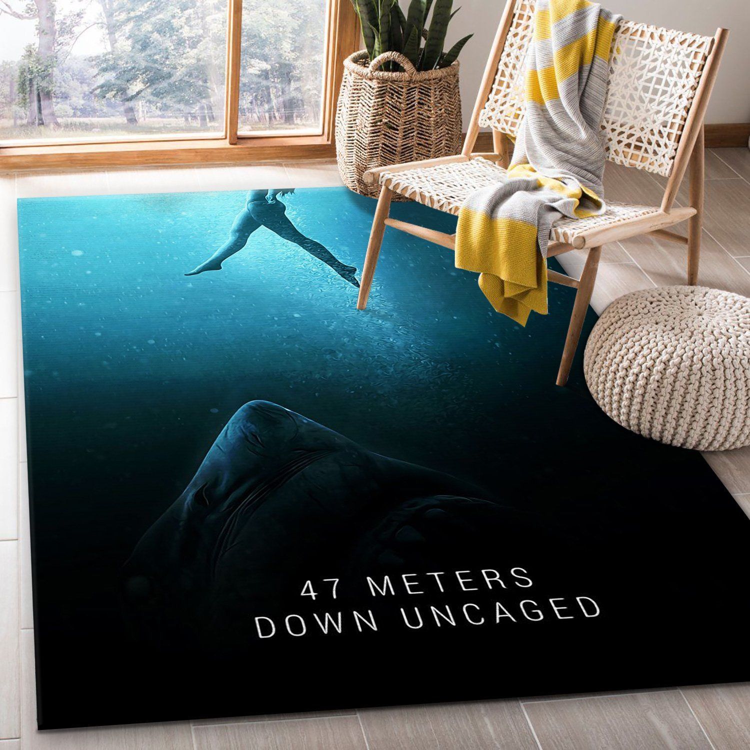 47 Meters Down Uncaged Area Rug Art Painting Movie Rugs Family Gift US Decor - Indoor Outdoor Rugs