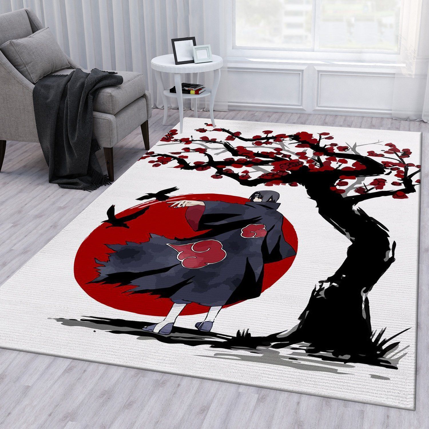 Itachi Sakura Anime Rug Living Room Rug Home US Decor - Indoor Outdoor Rugs