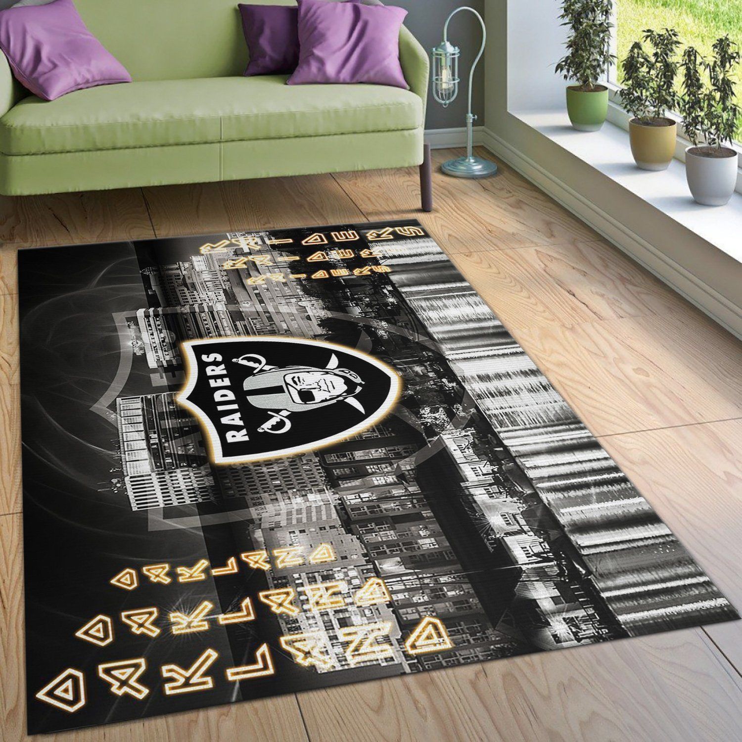 Oakland Raiders Nfl Area Rug Living Room Rug US Gift Decor - Indoor Outdoor Rugs