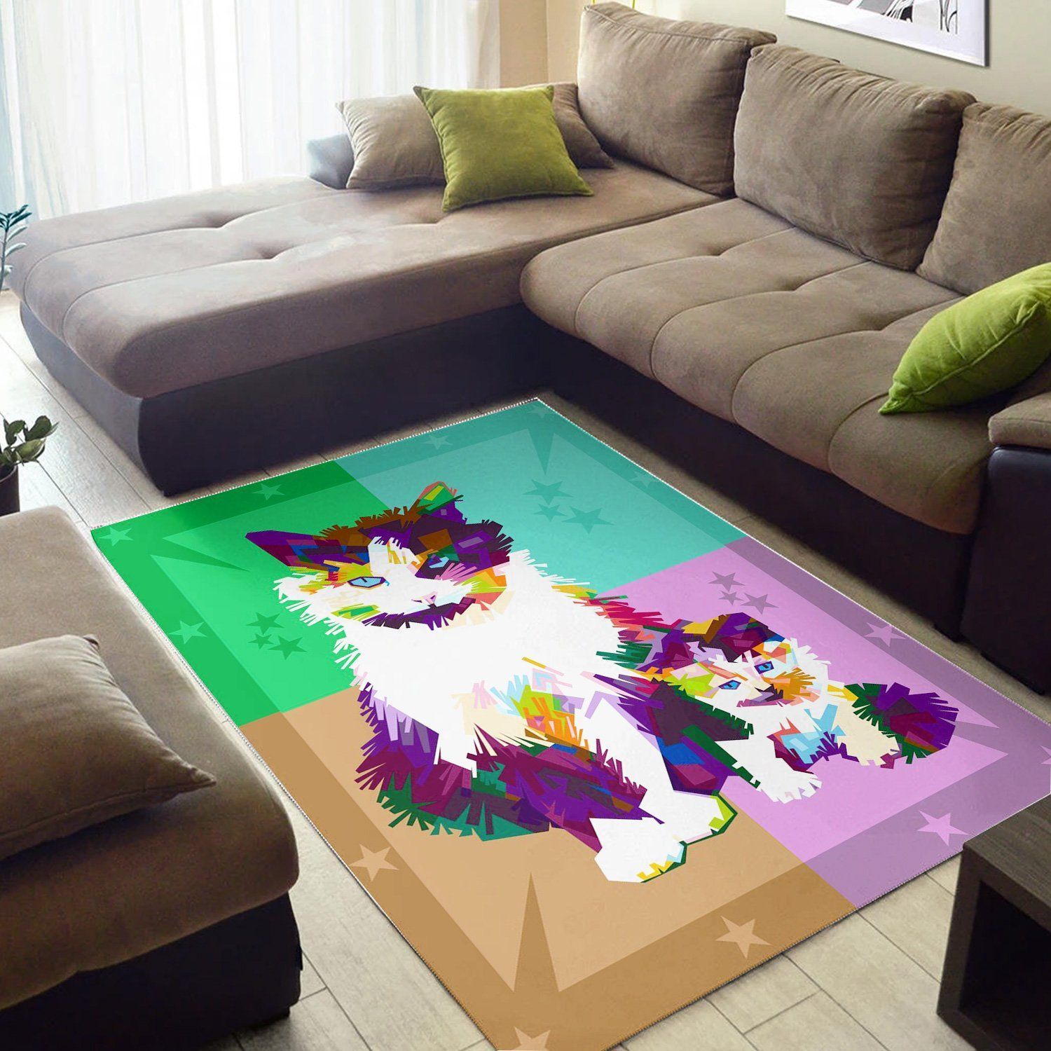 Cat Father And Son  Living Room Area Rug,  Room Rugs, Floor Decor Home Decor - Indoor Outdoor Rugs