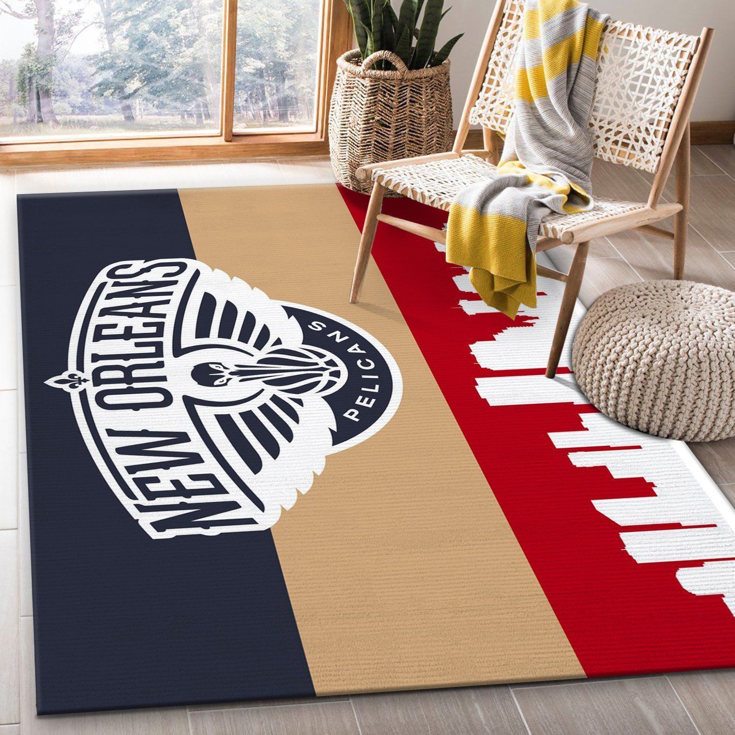 New Orleans Pelicans 4 NBA Team Logo Area Rug, Living room and bedroom Rug, Family Gift US Decor - Indoor Outdoor Rugs