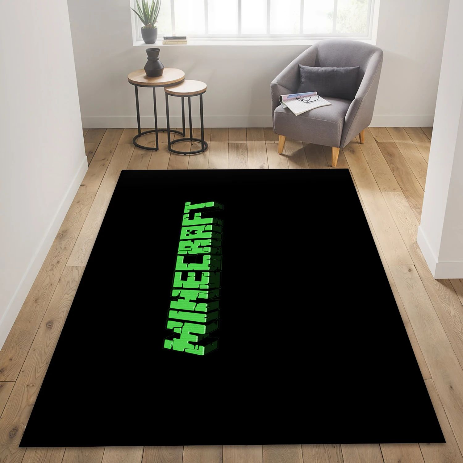 Minecraft Creeper Logo Video Game Reangle Rug, Living Room Rug - US Decor - Indoor Outdoor Rugs