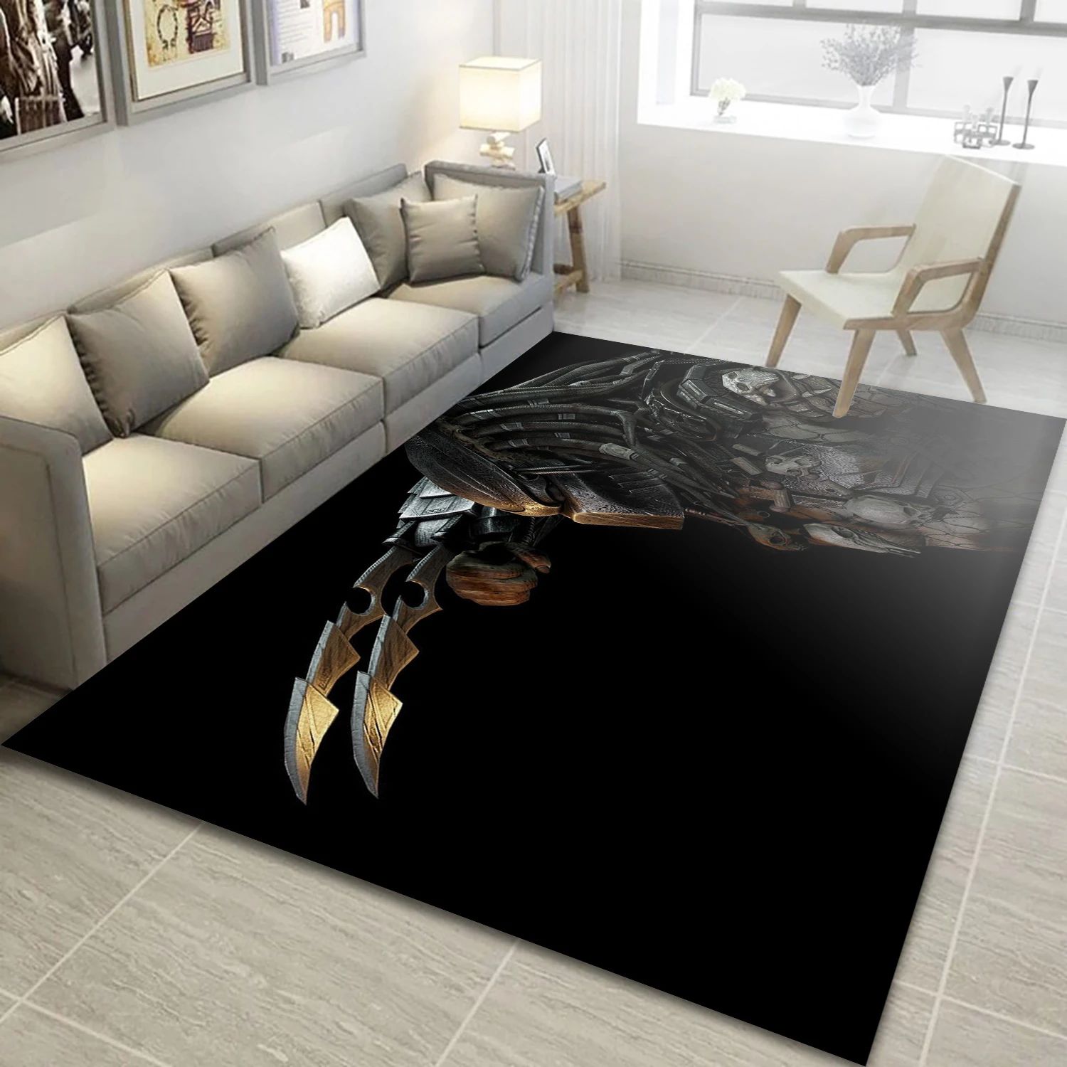 Predator Helmet And Necklace Video Game Area Rug For Christmas, Bedroom Rug - US Decor - Indoor Outdoor Rugs