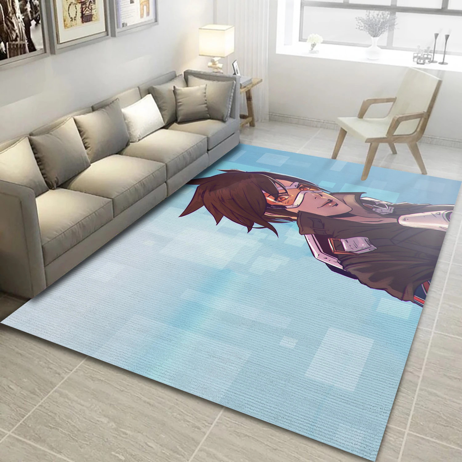 Tracer Overwatch Video Game Reangle Rug, Living Room Rug - Home Decor Floor Decor - Indoor Outdoor Rugs