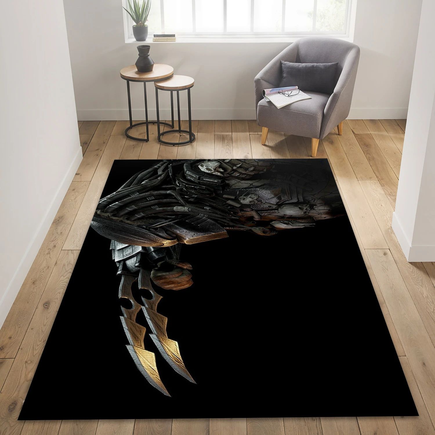 Predator Helmet And Necklace Video Game Area Rug For Christmas, Bedroom Rug - US Decor - Indoor Outdoor Rugs