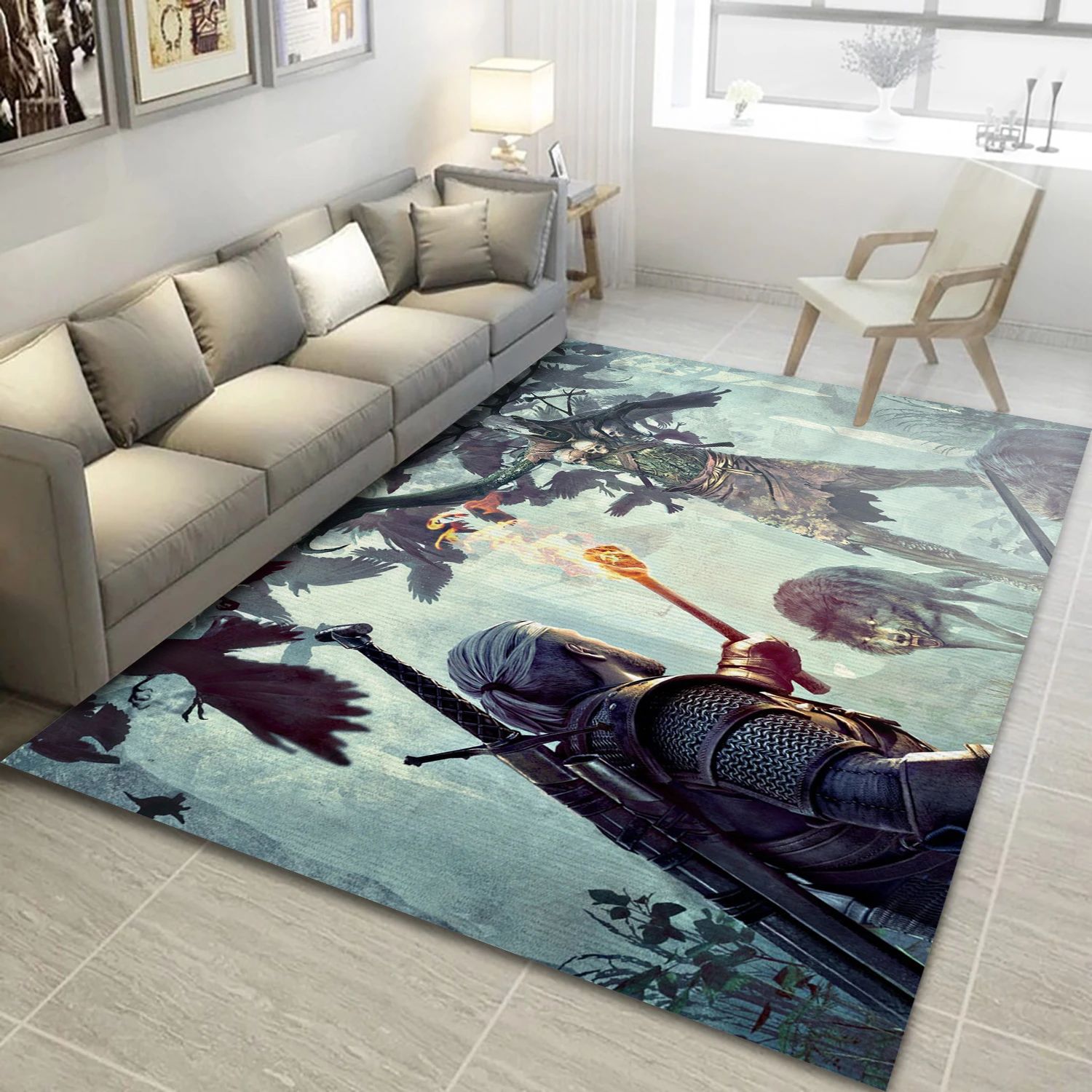 The Witcher Video Game Reangle Rug, Bedroom Rug - Home Decor Floor Decor - Indoor Outdoor Rugs