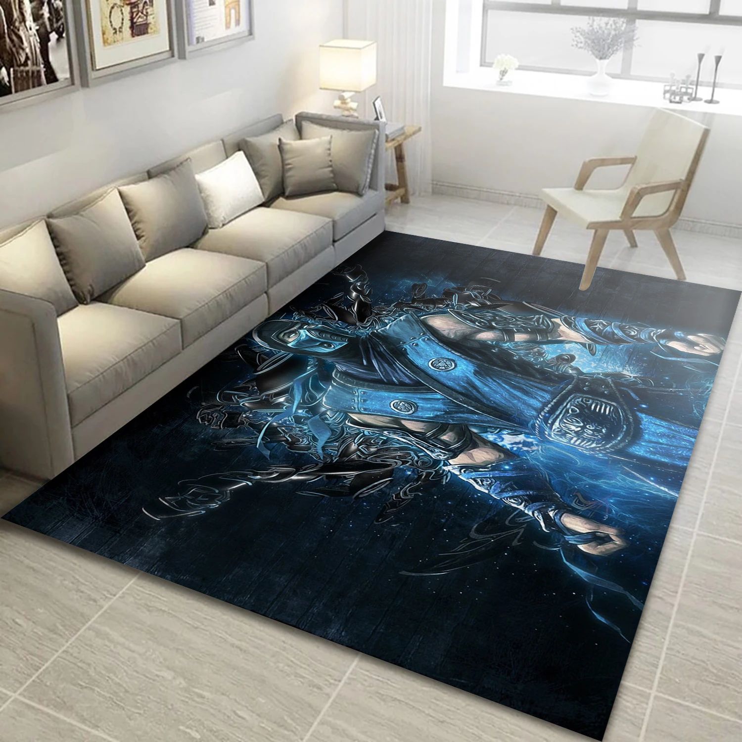 Sub Zero Mortal Kombat Video Game Reangle Rug, Living Room Rug - Family Gift US Decor - Indoor Outdoor Rugs