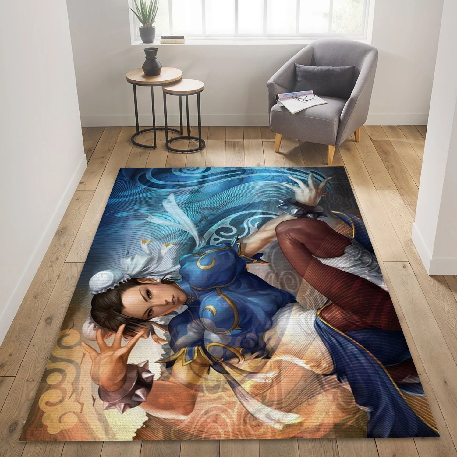 Chun Li Street Fighter Gaming Area Rug, Bedroom Rug - Christmas Gift Decor - Indoor Outdoor Rugs