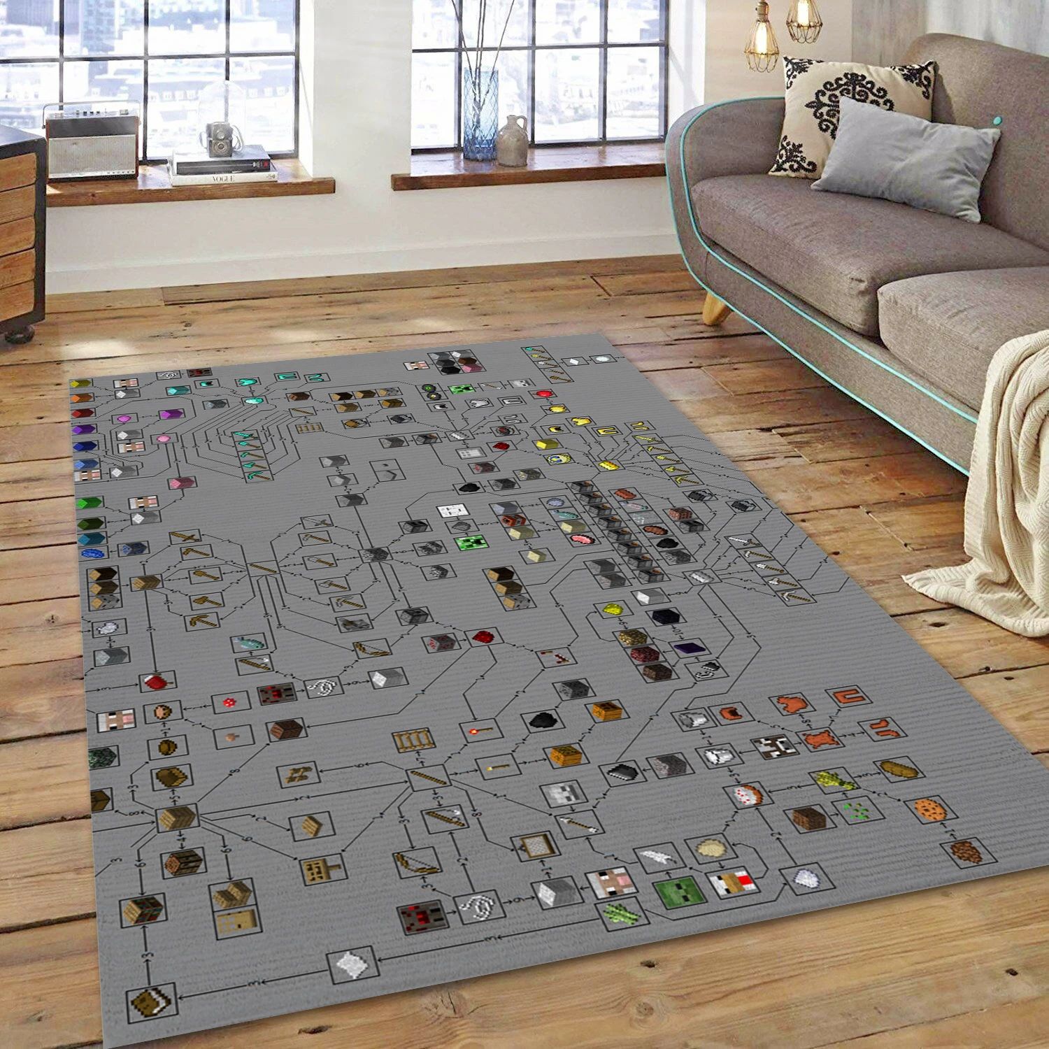 Minecraft Evolution Gaming Area Rug, Living Room Rug - US Decor - Indoor Outdoor Rugs