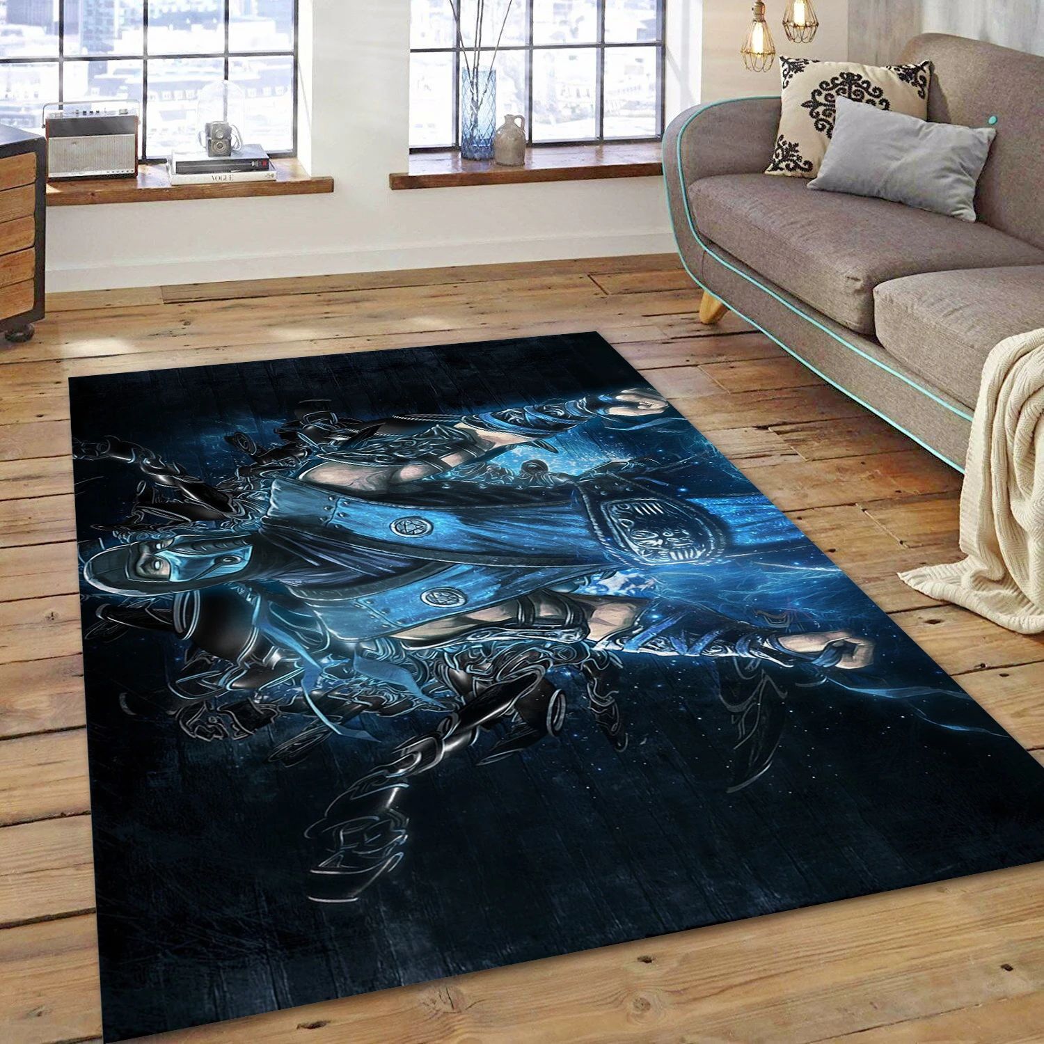 Sub Zero Mortal Kombat Video Game Reangle Rug, Living Room Rug - Family Gift US Decor - Indoor Outdoor Rugs