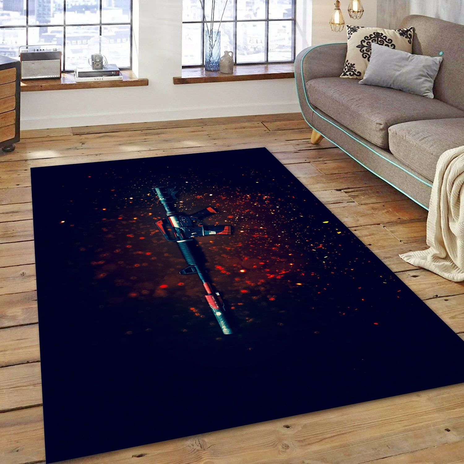 M4a1 S Cyrex Video Game Reangle Rug, Bedroom Rug - US Decor - Indoor Outdoor Rugs