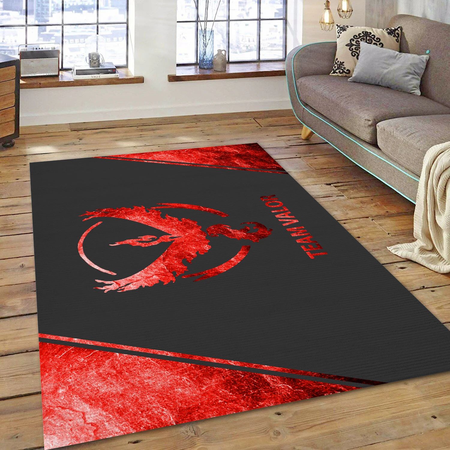 Team Valor Texture Words Video Game Reangle Rug, Area Rug - Family Gift US Decor - Indoor Outdoor Rugs