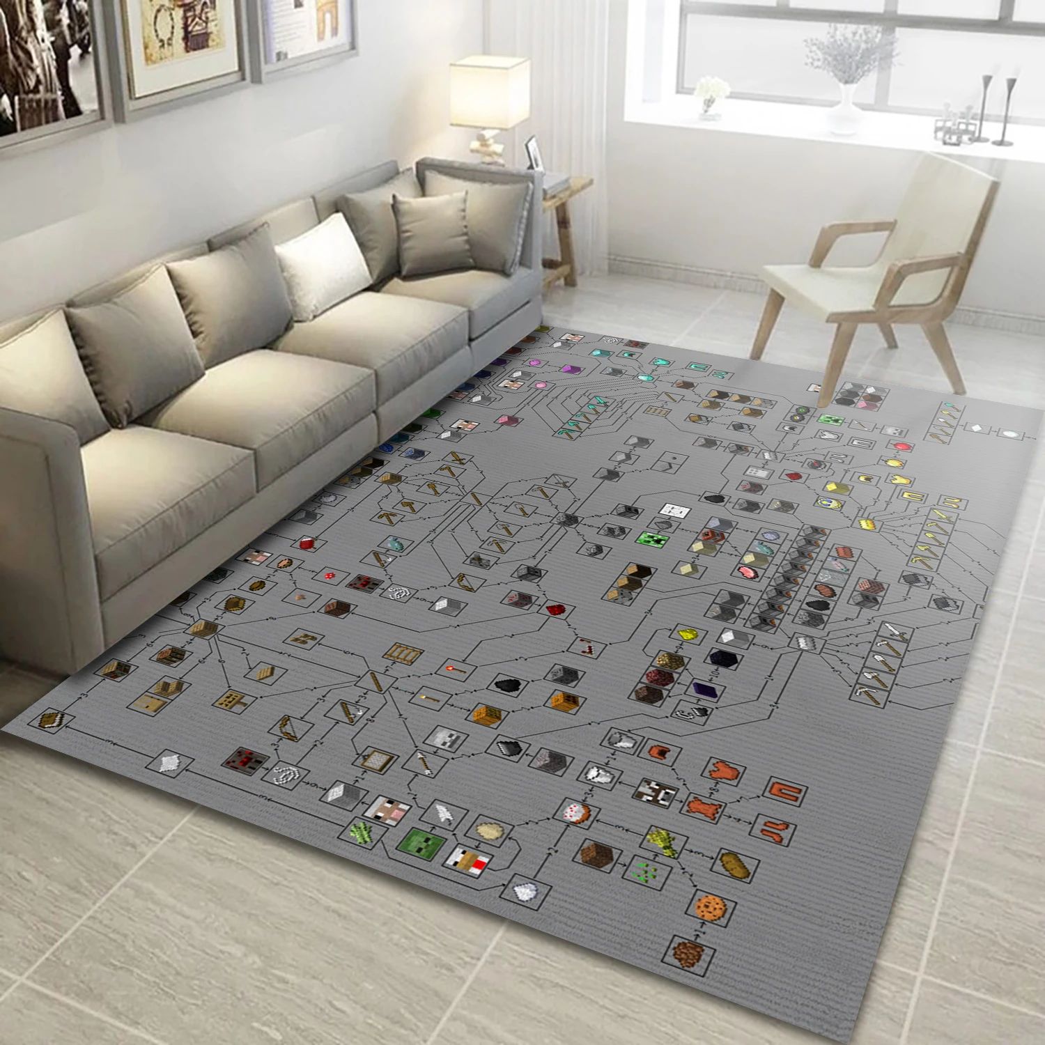 Minecraft Evolution Gaming Area Rug, Living Room Rug - US Decor - Indoor Outdoor Rugs