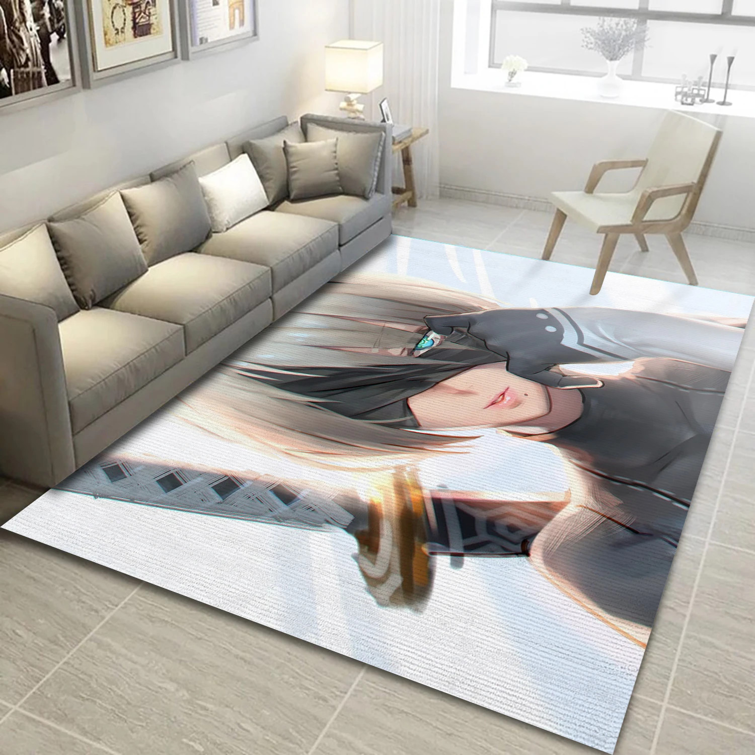 Yorha No 2 Type B Katana Video Game Reangle Rug, Area Rug - Family Gift US Decor - Indoor Outdoor Rugs