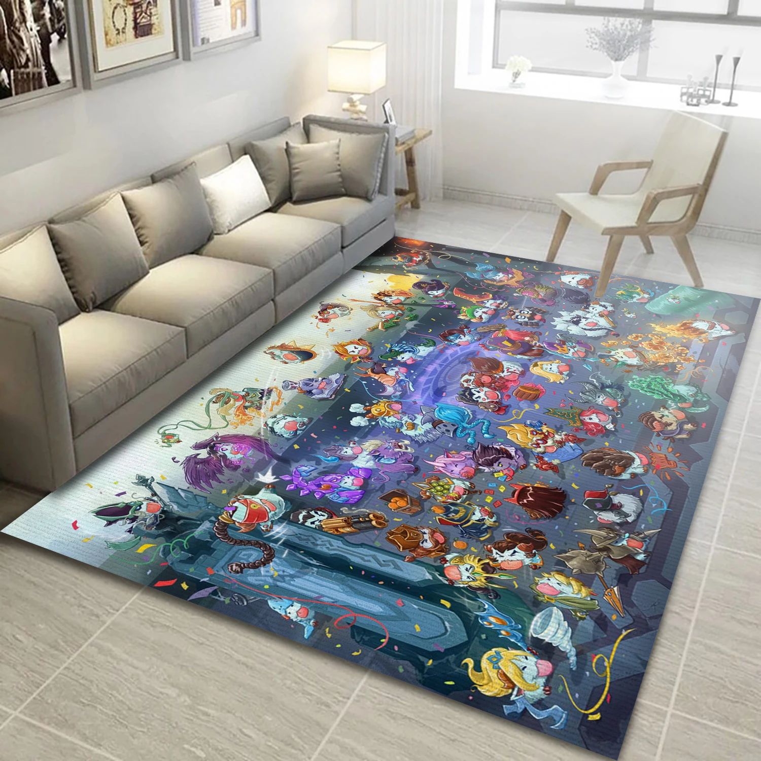 League Of Poro Video Game Reangle Rug, Bedroom Rug - Christmas Gift Decor - Indoor Outdoor Rugs