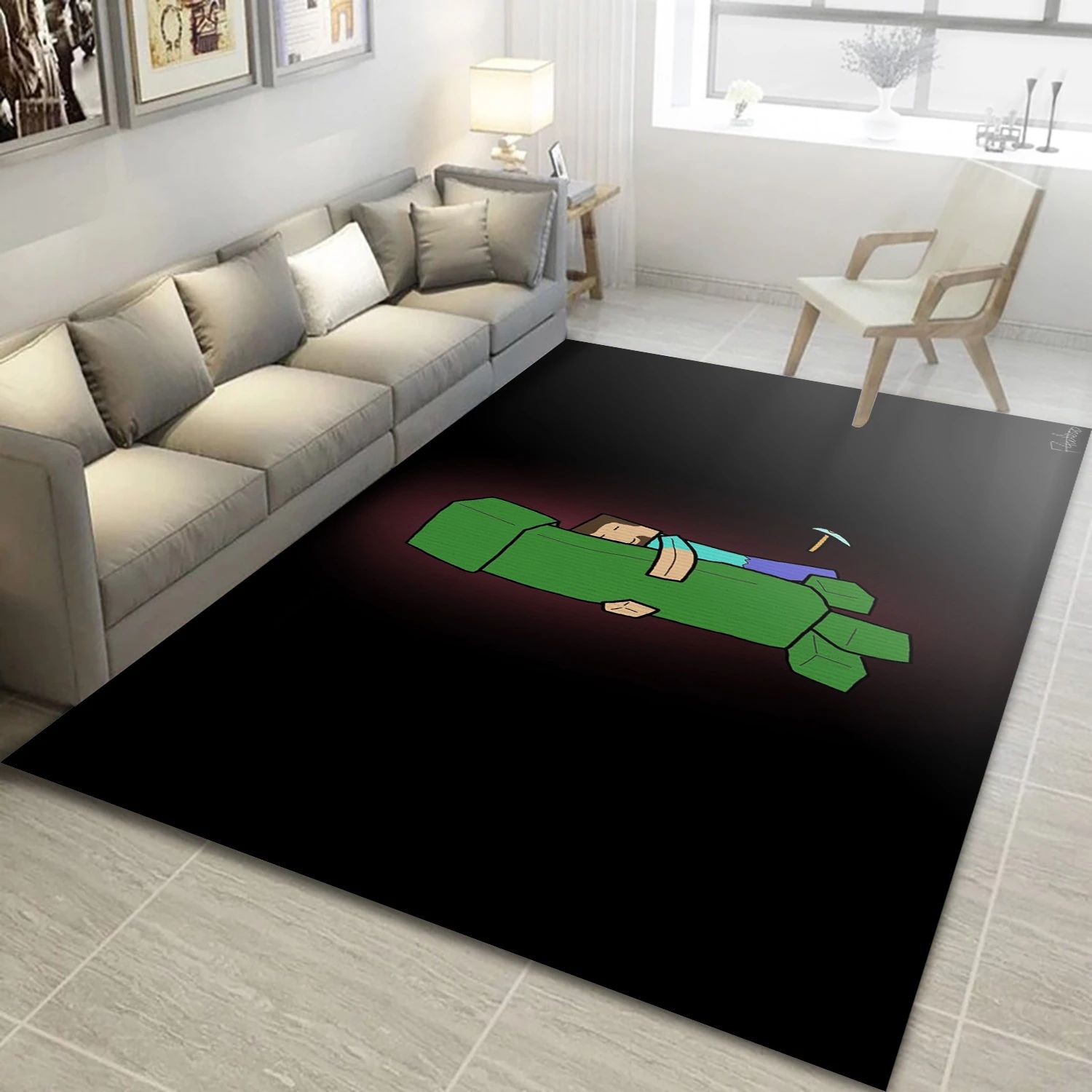 Minecraft Video Game Area Rug For Christmas, Bedroom Rug - Home Decor Floor Decor - Indoor Outdoor Rugs