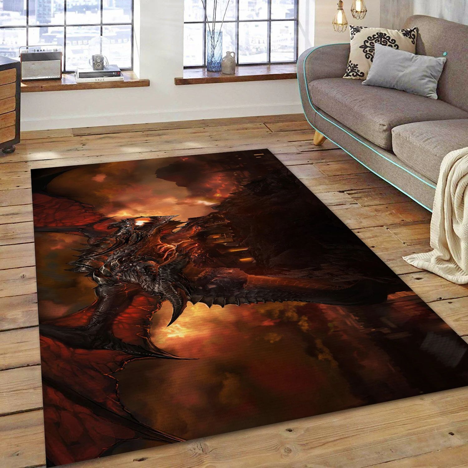 Sky Deathwing World Of Warcraft Gaming Area Rug, Bedroom Rug - Family Gift US Decor - Indoor Outdoor Rugs