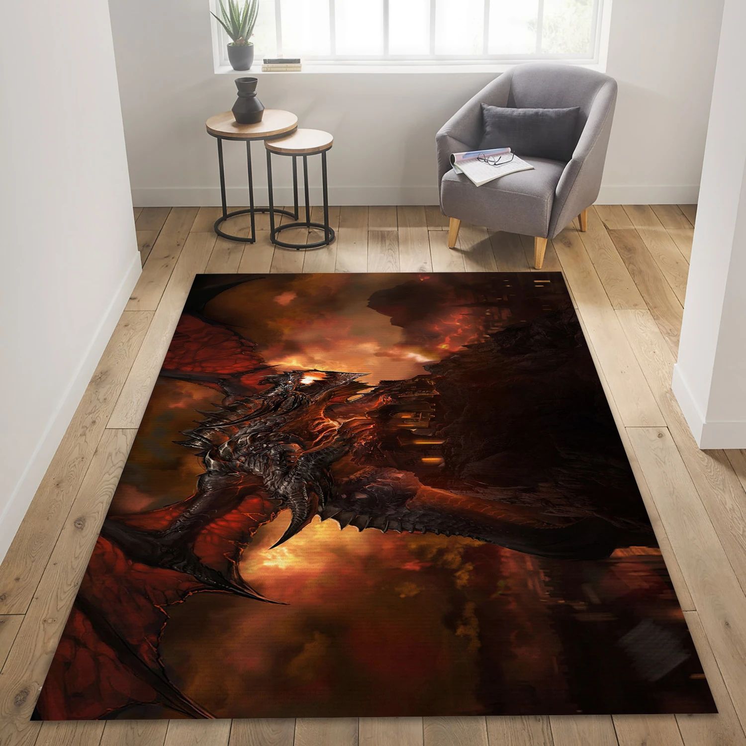 Sky Deathwing World Of Warcraft Gaming Area Rug, Bedroom Rug - Family Gift US Decor - Indoor Outdoor Rugs