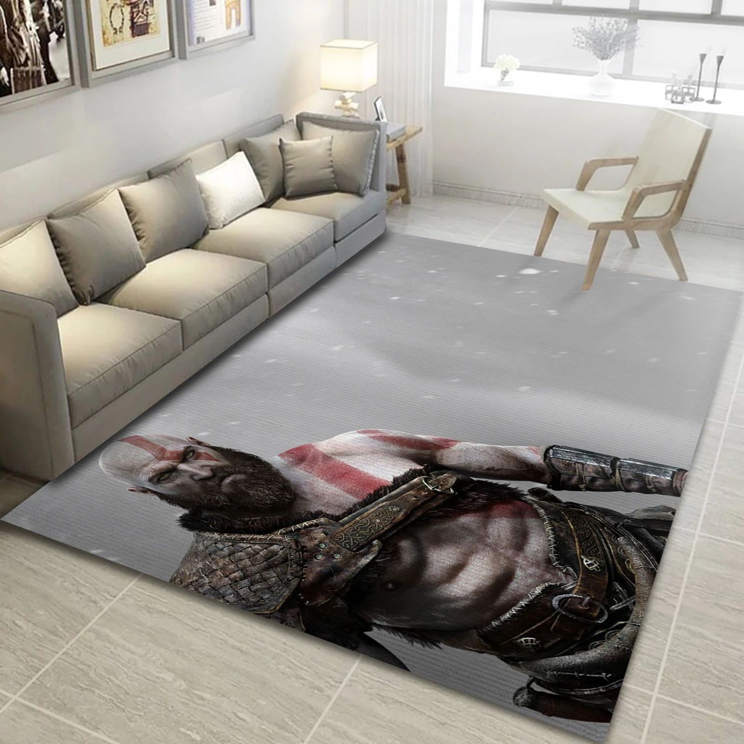 Kratos God Of War Video Game Area Rug Area, Bedroom Rug - Christmas Gift Decor - Indoor Outdoor Rugs