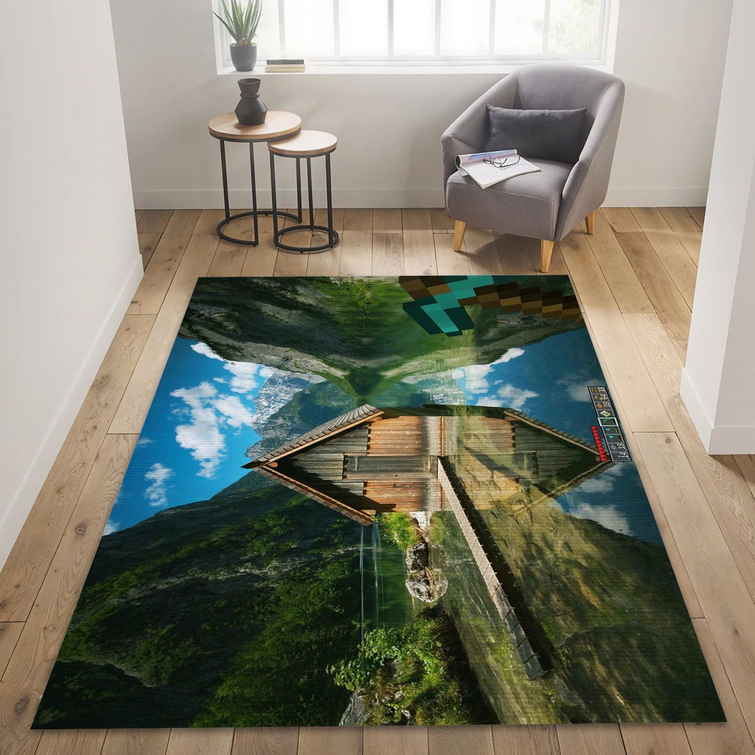 Realistic Minecraft Video Game Area Rug Area, Living Room Rug - Home Decor Floor Decor - Indoor Outdoor Rugs