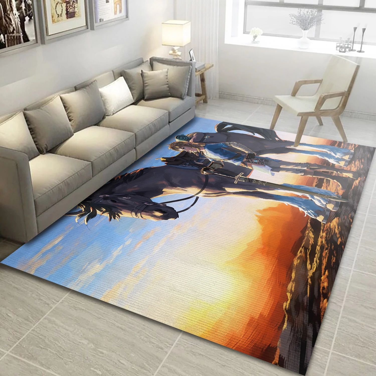 The Legend Of Zelda Breath Of The Wild Video Game Reangle Rug, Living Room Rug - Family Gift US Decor - Indoor Outdoor Rugs