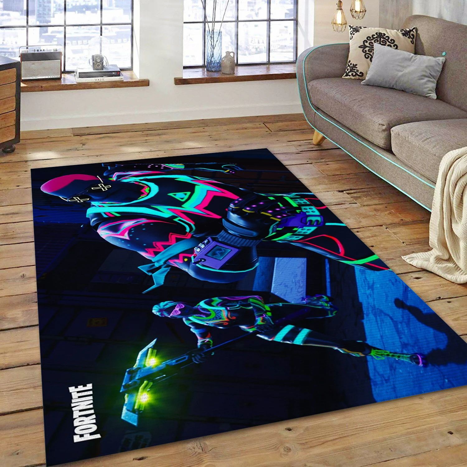 Fortnite New Skin Liteshow Outfit Video Game Reangle Rug, Bedroom Rug - Home Decor Floor Decor - Indoor Outdoor Rugs