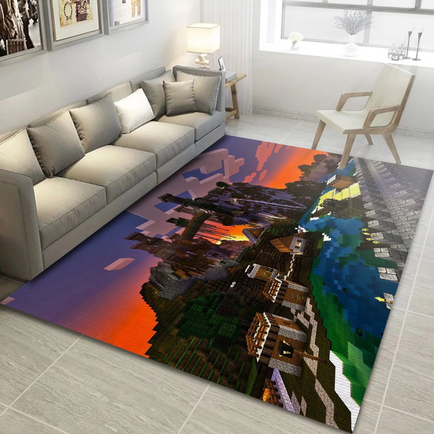 Minecraft Gaming Area Rug, Area Rug - Christmas Gift Decor - Indoor Outdoor Rugs