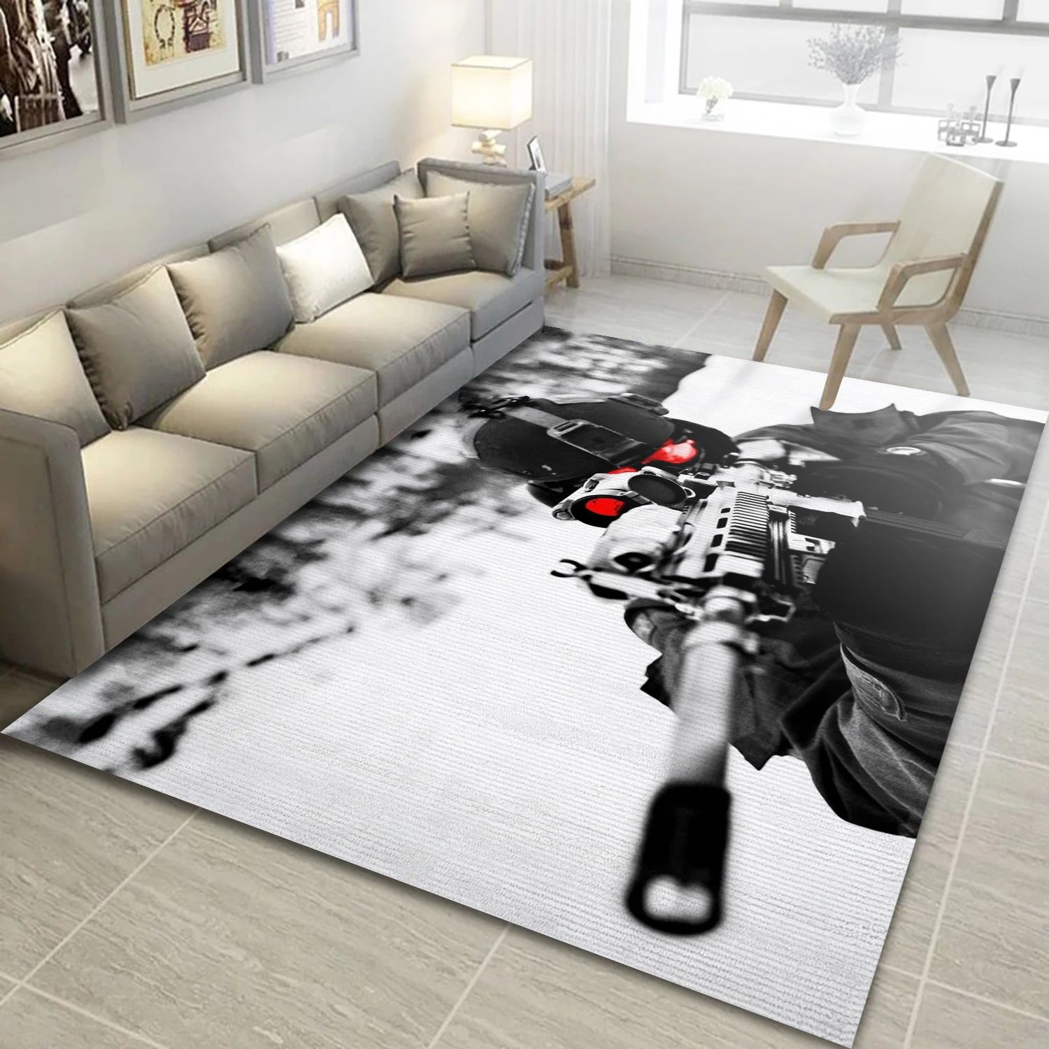 Call Of Duty Modern Warfare 572 Video Game Area Rug Area, Bedroom Rug - Family Gift US Decor - Indoor Outdoor Rugs