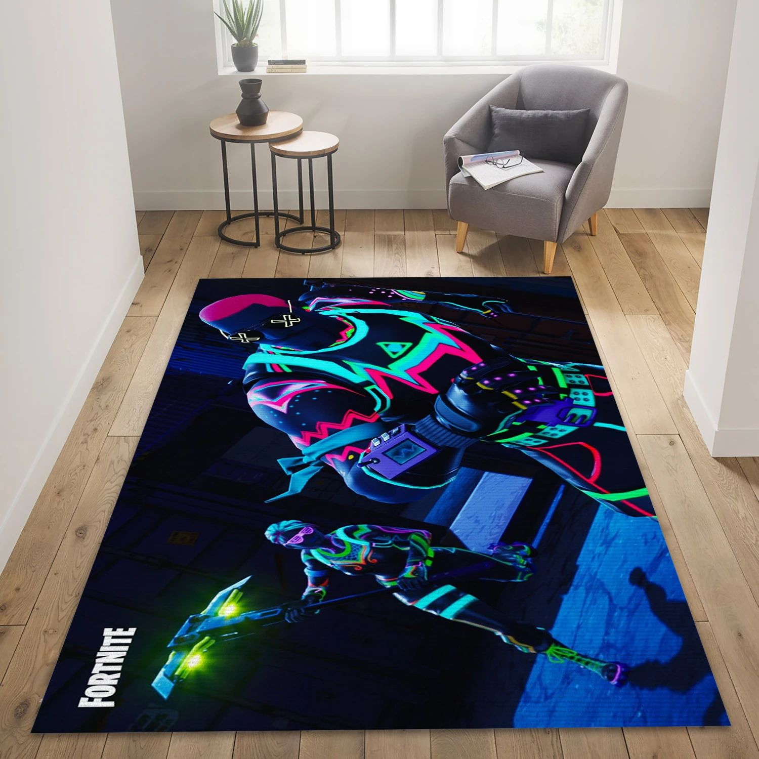 Fortnite New Skin Liteshow Outfit Video Game Reangle Rug, Bedroom Rug - Home Decor Floor Decor - Indoor Outdoor Rugs