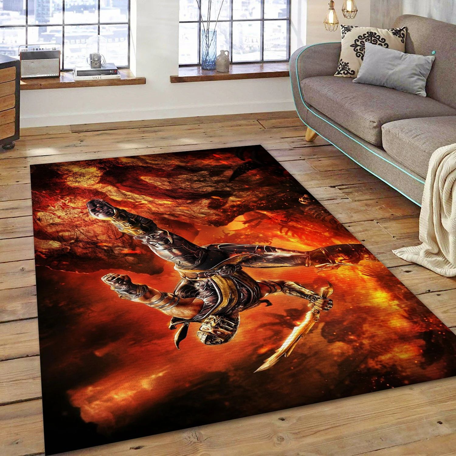 Scorpion Mortal Kombat Gaming Area Rug, Living Room Rug - Family Gift US Decor - Indoor Outdoor Rugs